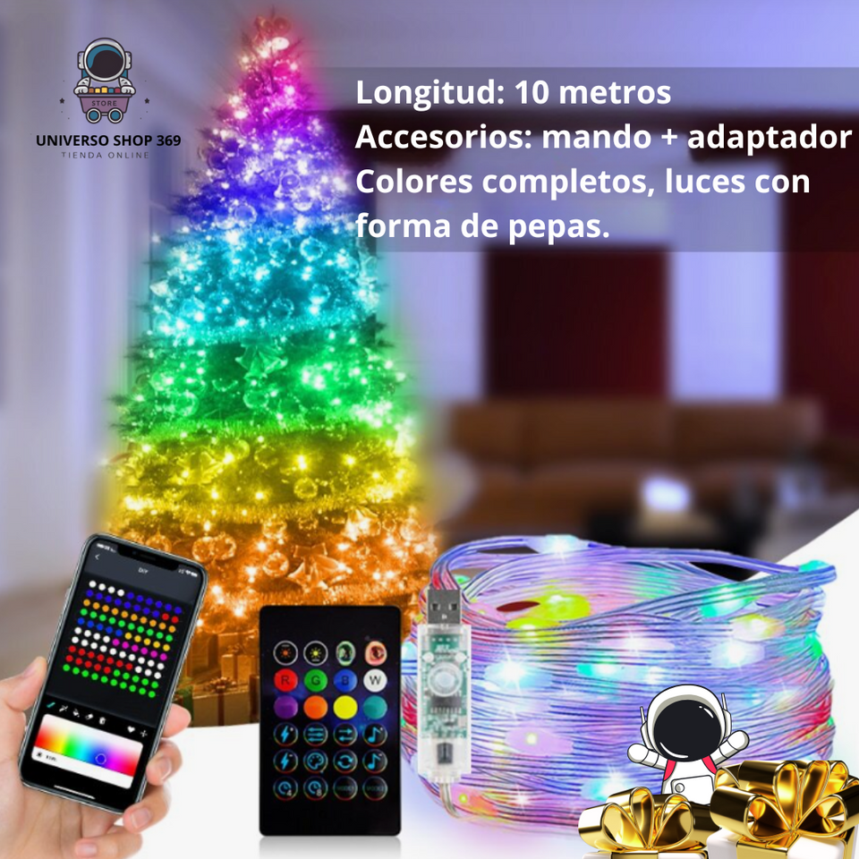 🌲LUCES NAVIDEÑAS LED RGB SMART 🌲CON BLUETOOTH - A PRUEBA DE AGUA 🌲